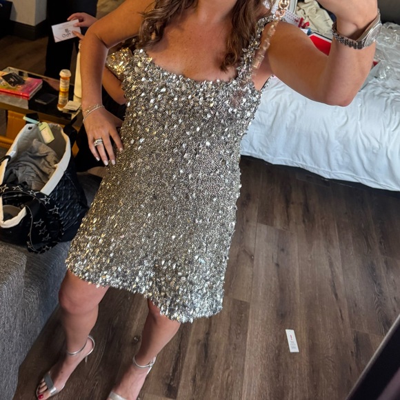 Silver Sequin Mini Skirt - Picture 3 of 3